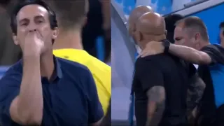 Tuvieron que frenarlo: El tenso cara a cara de Jorge Sampaoli con Unai Emery