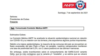 ANFP advirtió en septiembre los riesgos de la variante Delta de coronavirus