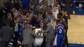 Joel Embiid y Karl-Anthony Towns se repartieron golpes en duelo de Minnesota y Philadelphia