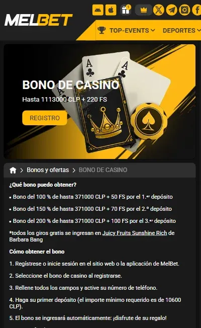 bono de bienvenida de casino: hasta $1.113.000 + 220 giros gratis