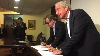 Presidente de River firmó convenio de colaboración deportiva con municipio de La Granja