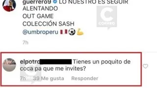 Paolo Guerrero replicó elegantemente a usuario que le pidió droga en Instagram