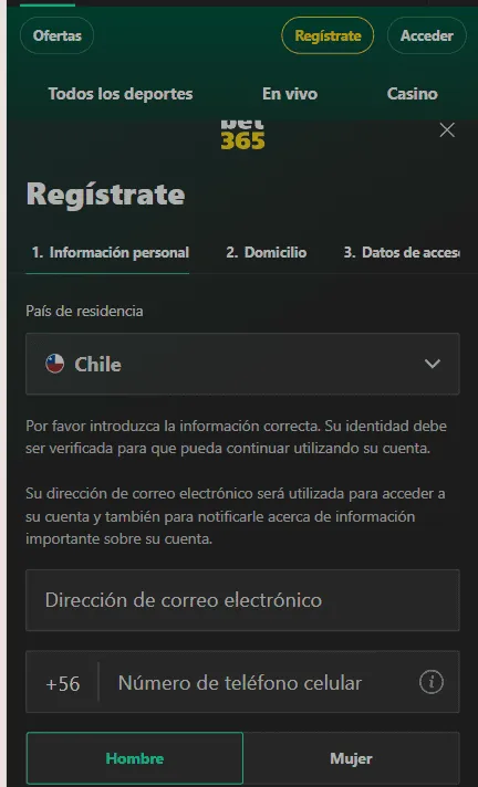  introducir el código bonus bet365 durante el registro