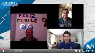 Cristian Alvarez y Mario Lepe sorprendieron al socio de la UC más longevo en su cumpleaños