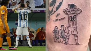 ¡Locura! Hincha se tatuó el provocador festejo de Messi a la banca de Países Bajos