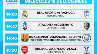 Partidos de hoy, miércoles 18 de diciembre: Horarios y cómo ver fútbol en vivo