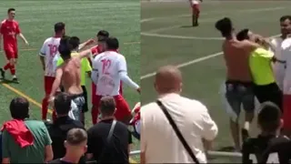 Hincha desenfrenado ingresó a la cancha y agredió al árbitro