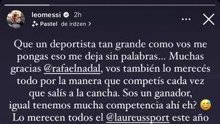 Messi ante los elogios de Nadal: Tú también mereces los Laureus, eres un ganador