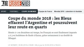 “Los Bleus desestiman el mito argentino y avanzan a cuartos”: Las eufóricas portadas de la prensa francesa