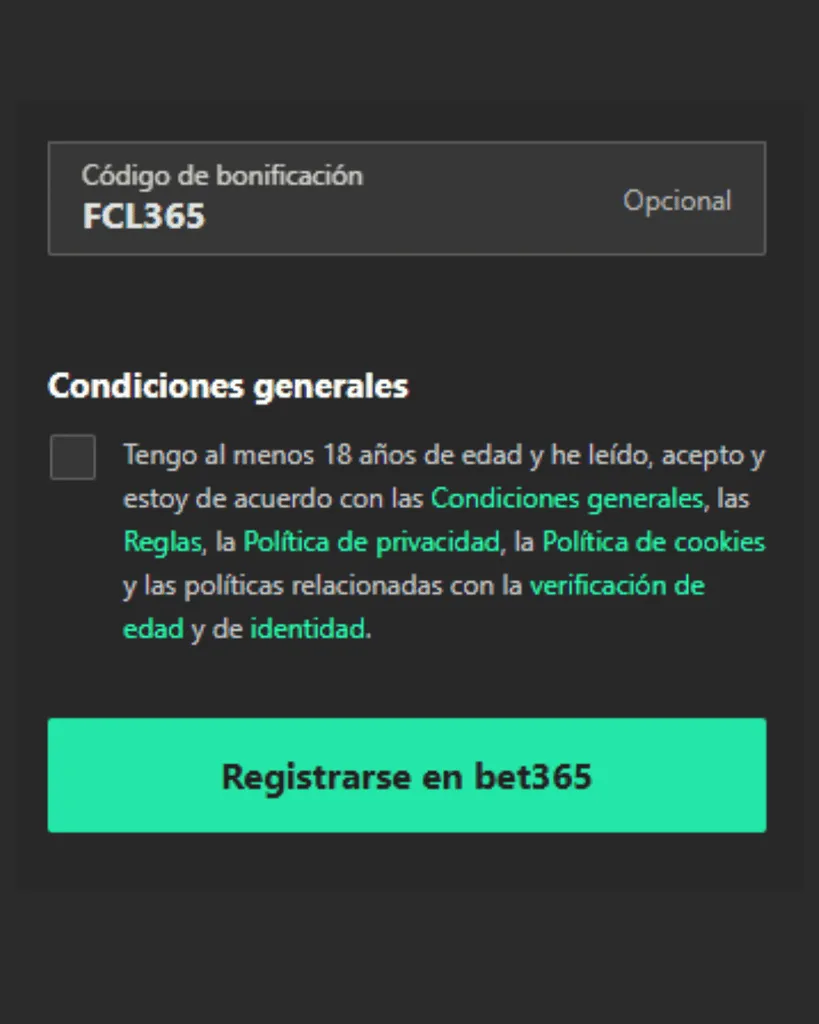código bonus Bet365 Chile