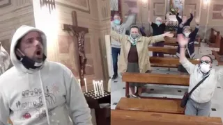 ¡Como un barrista! Sacerdote italiano festejó eufórico el permiso para volver a celebrar misas