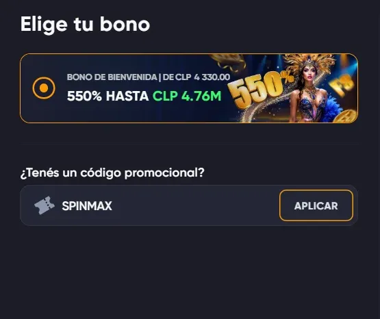 registro en spinarium con codigo promocional