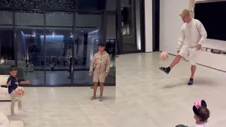 Cristiano Ronaldo se hizo viral por registro jugando al balón en familia