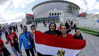 Hinchas uruguayos y egipcios llegaron al Ekaterimburgo Arena para el debut en Rusia 2018