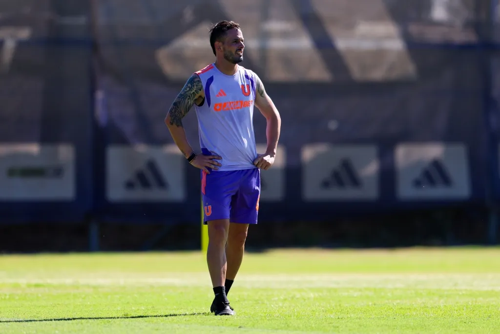 Octavio Rivero en un entrenamiento de la U.