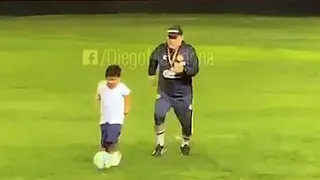 ¿Sacó el talento del padre? El pequeño hijo de Diego Maradona mostró sus dotes para el fútbol