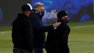 Maradona estuvo presente en el triunfo de Gimnasia y Esgrima en la vuelta del fútbol argentino