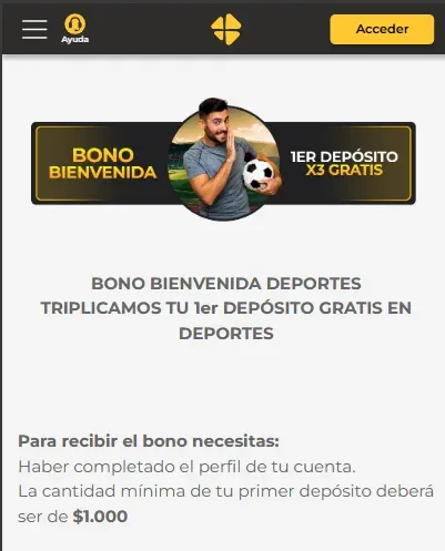 bono de bienvenida de apuestas: hasta 	140.000 CLP