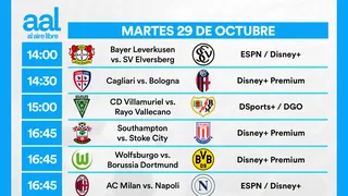 Partidos de hoy, martes 29 de octubre: Horarios y cómo ver fútbol en vivo
