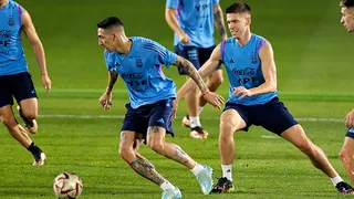 Angel Di María entrenó con el grupo en la previa a la final del Mundial