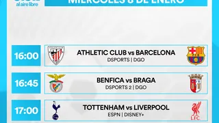 Partidos de hoy, miércoles 8 de enero: Horarios y cómo ver fútbol en vivo