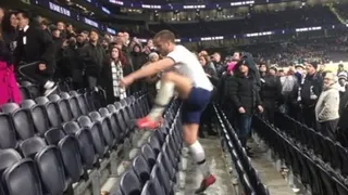 Futbolista de Tottenham subió a la tribuna para encarar a un hincha que lo insultó