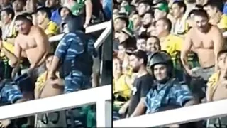 Los repudiables gestos racistas de un hincha de Defensa y Justicia contra Santos