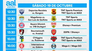 Partidos de hoy, sábado 19 de octubre: Horarios y cómo ver fútbol en vivo