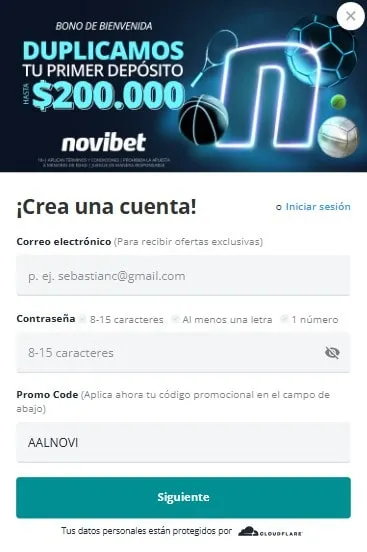 REGISTRO EN NOVIBET