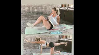 Isidora Jiménez entrena con un bidón de agua durante la cuarentena