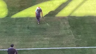 La cancha del “Nelson Oyarzún” fue pintada para el duelo entre Ñublense y O’Higgins