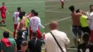 Hincha desenfrenado ingresó a la cancha y agredió al árbitro