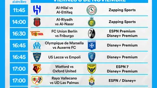 Partidos de hoy, viernes 8 de noviembre: Horarios y cómo ver fútbol en vivo