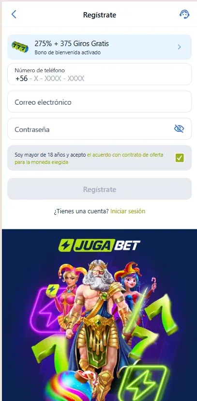 registrarse con codigo jugabet