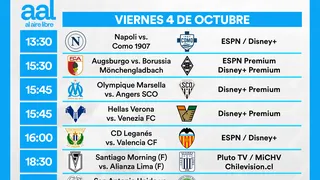 Partidos de hoy, viernes 4 de octubre: Horarios y cómo ver fútbol en vivo