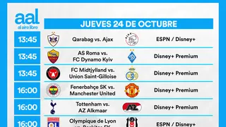 Partidos de hoy, jueves 24 de octubre: Horarios y cómo ver fútbol en vivo