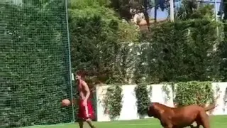 Siempre encuentra rival: Messi se divirtió con su perro “Hulk” en vacaciones