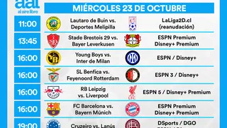Partidos de hoy, miércoles 23 de octubre: Horarios y cómo ver fútbol en vivo