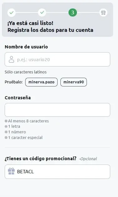 registro en betano chile