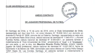 Contrato de Mauricio Pinilla con la U presenta un anexo visado por la ANFP