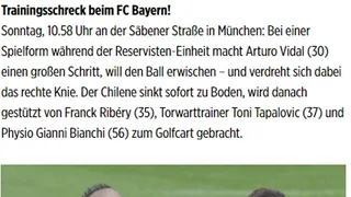 Arturo Vidal se resintió de su lesión en práctica de Bayern Munich