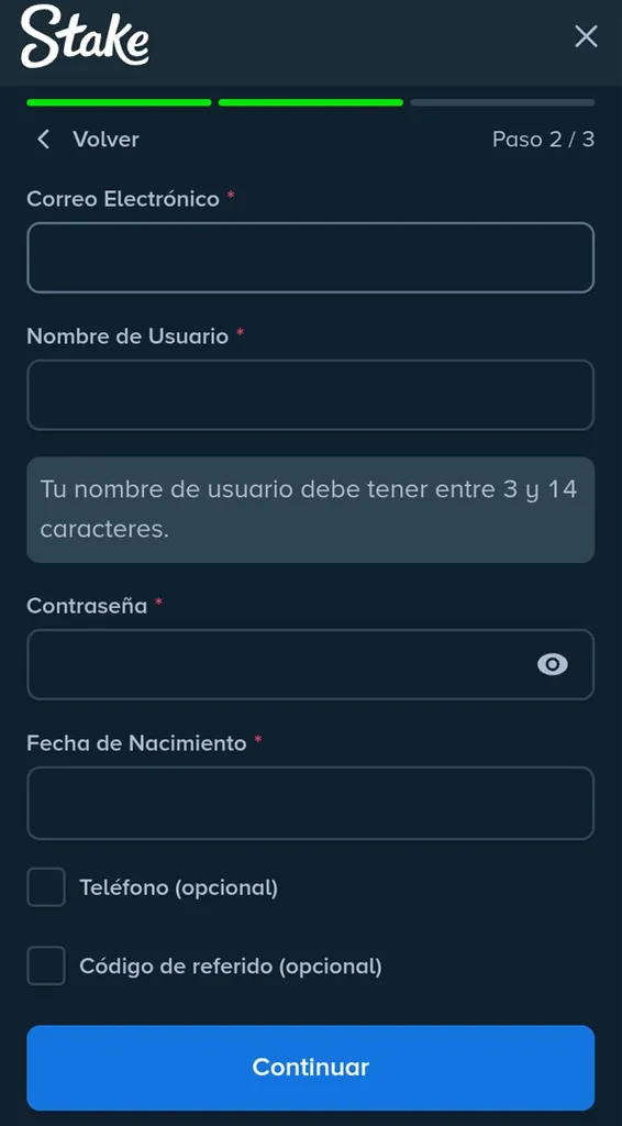 Código promocional Stake-Registro