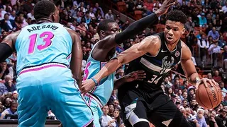 La defensa de Miami anuló a Antetokounmpo en triunfo ante Milwaukee