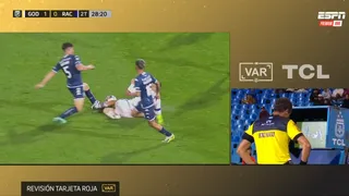 Thomás Galdames fue expulsado por fuerte planchazo en duelo de Godoy Cruz y Racing