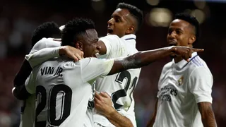 Rodrygo y Valverde celebraron con Vinicius los goles del triunfo de Real Madrid sobre Atlético