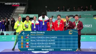 Paulina Vega y Nicolás Burgos se colgaron el bronce en el tenis de mesa mixto