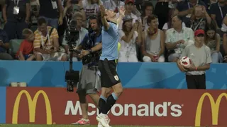 Edinson Cavani anotó con un cabezazo el gol de la ventaja para Uruguay sobre Portugal