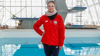 Kristel Köbrich conoció el nuevo Centro Acuático que se estrenará en Santiago 2023