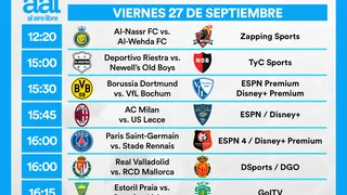 Partidos de hoy, viernes 27 de septiembre: Horarios y cómo ver fútbol en vivo