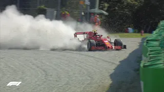 El fuerte choque que dejó fuera a Charles Leclerc y a Ferrari en el Gran Premio de Italia